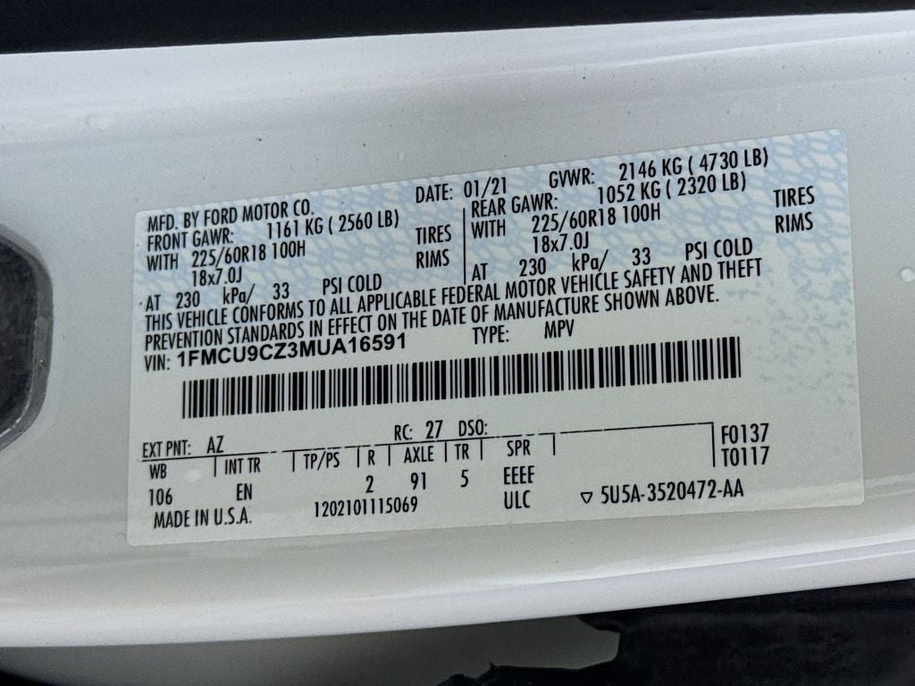 2021 Ford Escape SEL 4WD-Hybrid