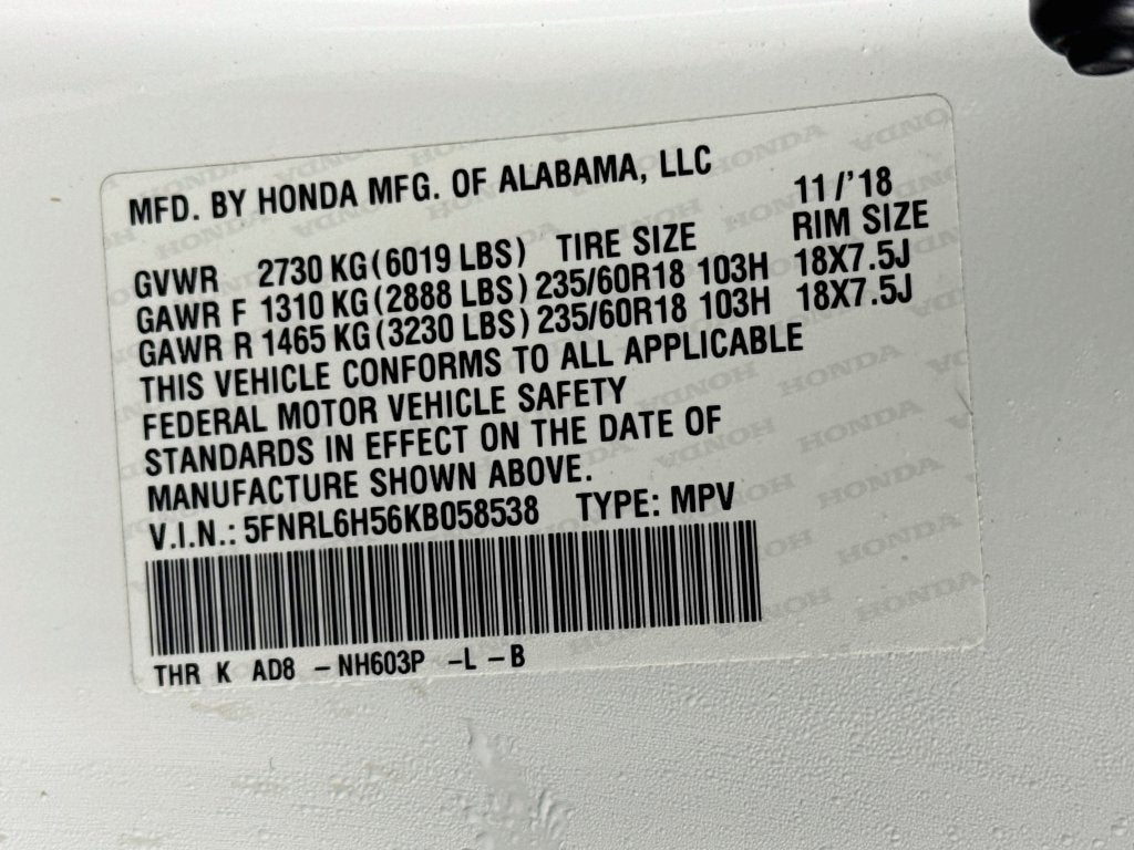 2019 Honda Odyssey EX
